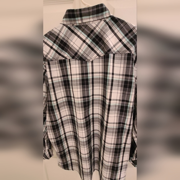 Reclaim Men's Black White Mint Green Long Sleeve Button Up Shirt Size Large - Picture 3 of 5